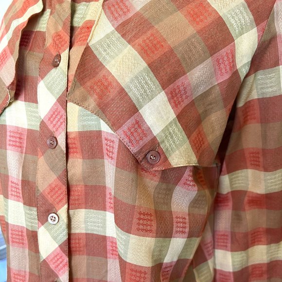 80's Plaid Blouse - Western Style - Size Small - Brand Gil & co. - Picture 4 of 10